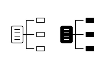 classification flat line icon set. data segmentation in hierarchy Thin line illustration vector
