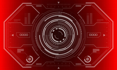 HUD sci-fi circle interface screen view white geometric design virtual reality futuristic technology creative display on red vector