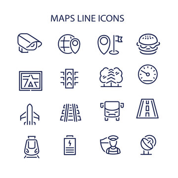 set of maps line icons vector design , location line icon vector