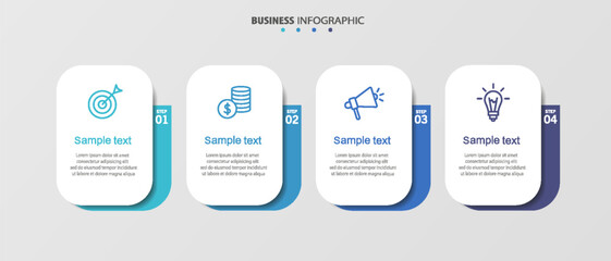 Business infographic design template with 4 options, steps or processes. Can be used for workflow layout, diagram, annual report, web design