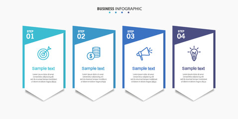 Business infographic design template with 4 options, steps or processes. Can be used for workflow layout, diagram, annual report, web design