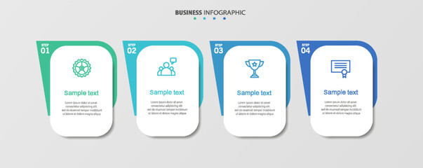 Business infographic design template with 4 options, steps or processes. Can be used for workflow layout, diagram, annual report, web design