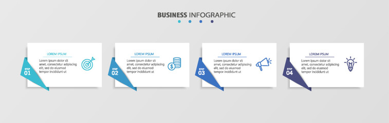 Business infographic design template with 4 options, steps or processes. Can be used for workflow layout, diagram, annual report, web design