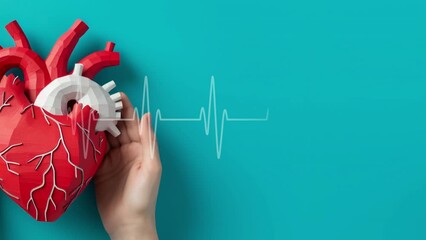 Concept on heart health theme on solid background. Cardiology motion design. 4K resolution