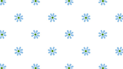 Seamless pattern with blue daisies on a white background