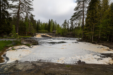 View of Ahvenkoski waterfall in Karelia