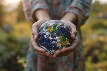 A person holds the planet earth in his hands