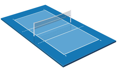 3D indoor volleyball court with its markings (cut out) - obrazy, fototapety, plakaty