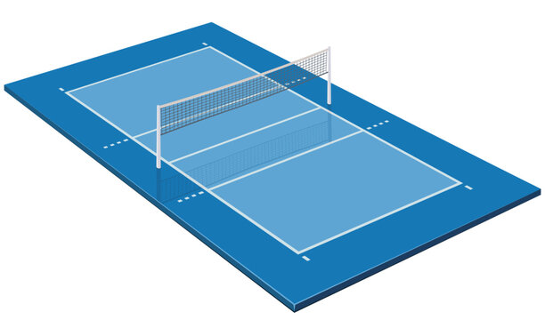 3D indoor volleyball court with its markings (cut out)