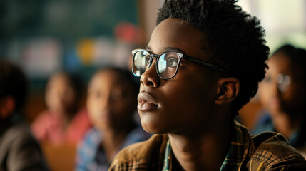 African American student in the classroom