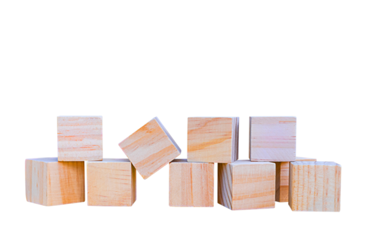 Wooden geometric shapes cube for conceptual design. Education game. isolated on white background.PNG
