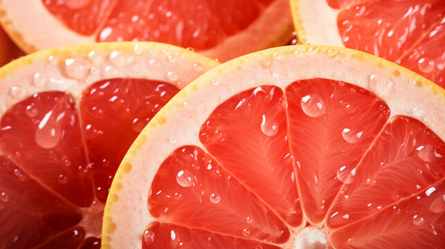 close up of grapefruit in water drops