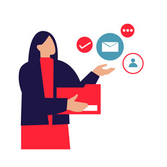 Two people discussing with work partners to collaborate, startup business illustration conceptual design ilustration vector