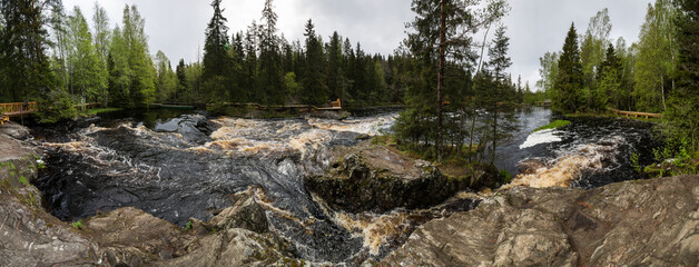 View of Ahvenkoski waterfall in Karelia