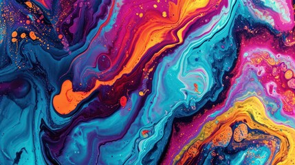 A seamless design with abstract colorful fluidity, employing the liquid marble technique in a bright color palette.
 - obrazy, fototapety, plakaty