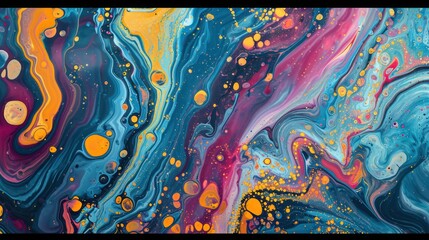 Seamless pattern featuring abstract colorful fluid designs created with the liquid marble technique in soft pastel colors.
