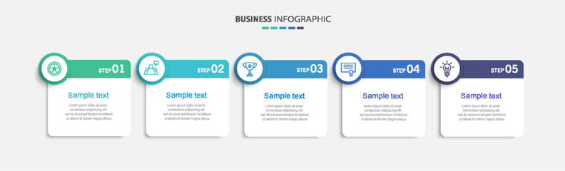 Infographic template with 5 options or steps. Can be used for workflow layout, diagram, annual report, web design	

