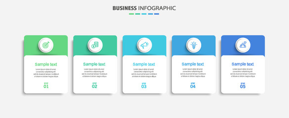 Infographic template with 5 options or steps. Can be used for workflow layout, diagram, annual report, web design	
