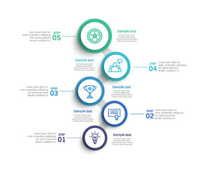 Infographic template with 5 options or steps. Can be used for workflow layout, diagram, annual report, web design	
