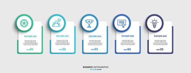 Infographic template with 5 options or steps. Can be used for workflow layout, diagram, annual report, web design	
