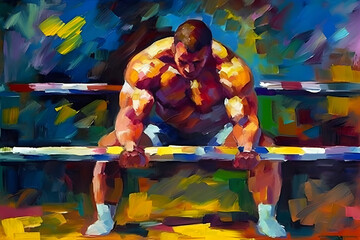 Colorful oil painting depicting an athlete. Neural network AI generated art