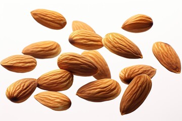 flying almond isolated white background