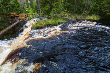 View of Ahvenkoski waterfall in Karelia