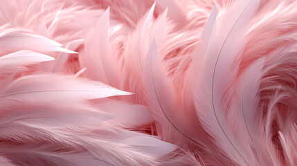 Soft pink feathers captured in a close-up, showcasing their delicate and plush texture. Perfect for luxury bedding, fashion accessories, and wellness industries that emphasize comfort and luxury