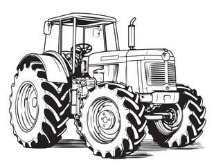 Vintage tractor hand drawn sketch in doodle style illustration