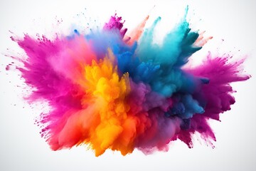 multi color powder explosion white background