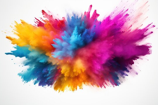 multi color powder explosion white background