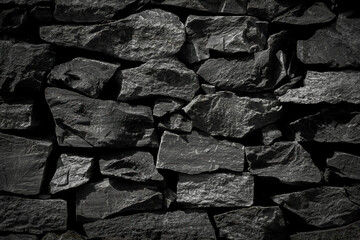 Black rough stone wall texture for background or wallpaper...