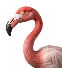 Flamingo Face Shot Isolated on Transparent Background
