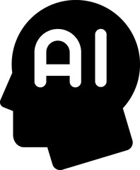 Artificial intelligence black icon, AI icon