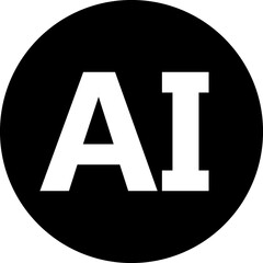 Artificial intelligence black icon, AI icon