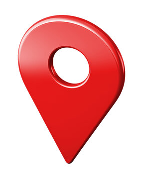 Red Location Icon 3D Style Isolated on Transparent Background
