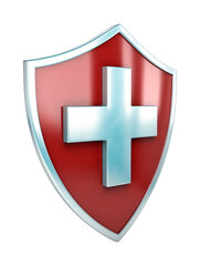 Fototapeta premium Medical Cross Shield Icon 3D Style Isolated on Transparent Background 