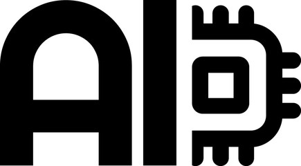 Artificial intelligence black icon, AI icon