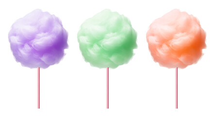 Different Colors Cotton Candy Set Isolated on Transparent Background
