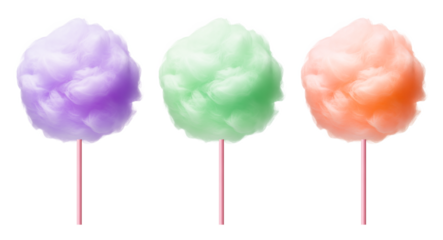 Different Colors Cotton Candy Set Isolated on Transparent Background
