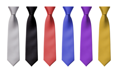 Different Color Necktie Set Isolated on Transparent Background
