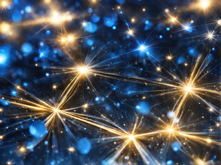 Fototapeta premium Shining blue stars background with light rays abstract light background