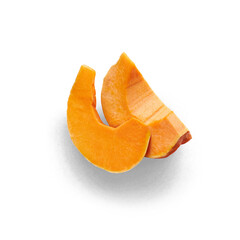 Fresh pumpkin slices, with transparent background and shade