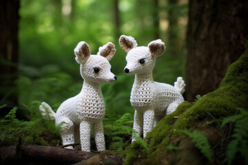knitted reindeer, deer baby toy