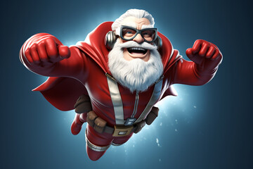 Fun Super Santa Claus - 3D Illustration - obrazy, fototapety, plakaty