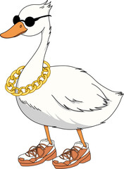 Swag Duck with Hip Hop Style Vector Illustration