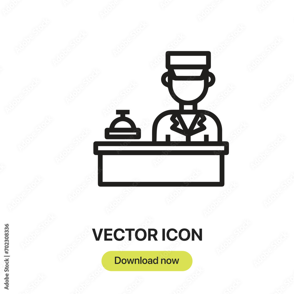 Fototapete Receptionist icon vector. Linear-style sign for mobile concept and web design. Receptionist symbol illustration. Pixel vector graphics - Vector.