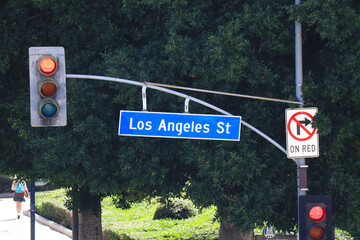 Los Angeles, California: Los Angeles Street sign, major thoroughfare in Downtown Los Angeles, California