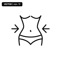 Weight loss line icon, fitness and sport, slim body with measuring tape sign vector graphics, a linear pattern on a white background, eps 10.