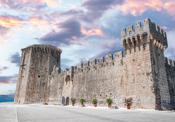 The walls of the old stone fortress. Trogir, Croatia.